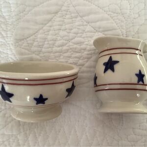 Star Pattern Cream and Blue Ceramic Set